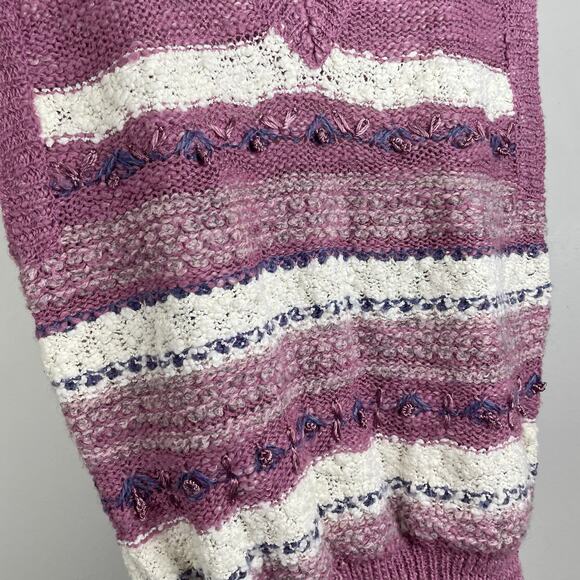 VTG 80s Expressly for Joyce Sweater Vest Striped Coquette Sleeveless Knit Preppy - Picture 3 of 14